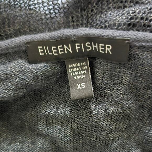 Eileen Fisher Linen and Metallic Waterfall Dark‎ Teal Cardigan Sweater Size XS - Picture 6 of 6